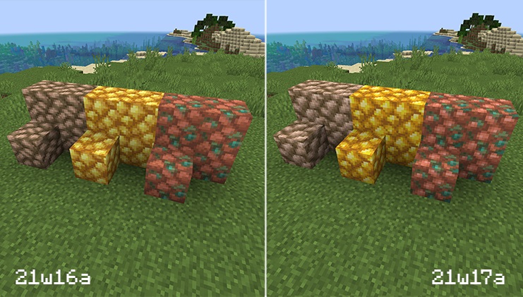 Minecraft Snapshot 21w17a Texture Comparison