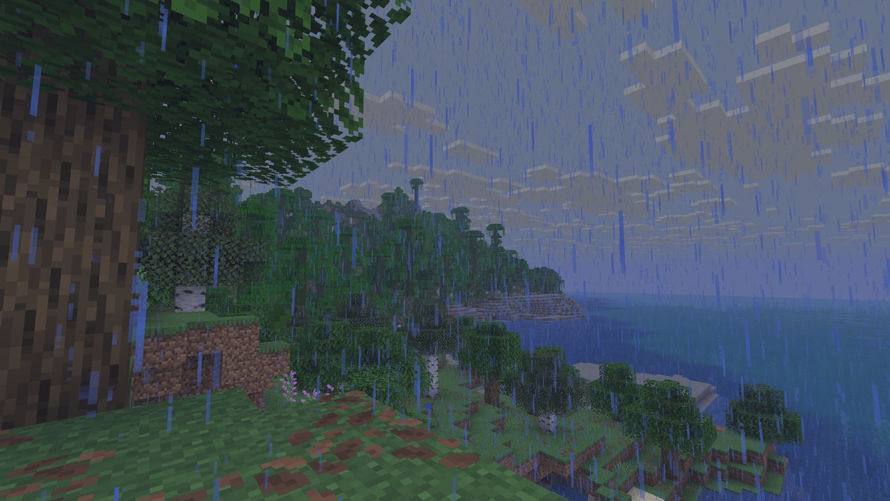 Standing in a rainy Forest with a Jungle far in the distance. Clouds stretching as far as the eye can see.